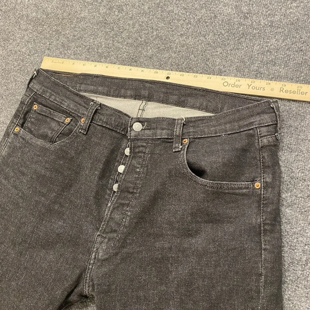 Levis 501 Jeans Mens 38x30 Faded Black Denim Button Fly Retro Style Classic